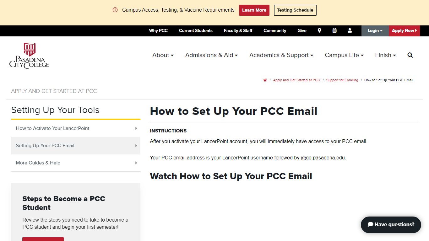 How to Set Up Your PCC Email - Pasadena City College