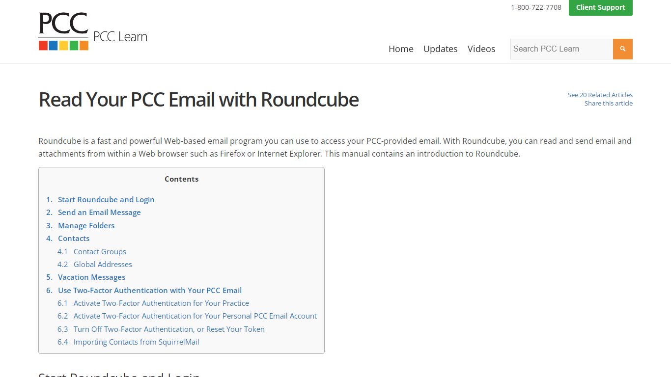 Read Your PCC Email with Roundcube - PCC Learn