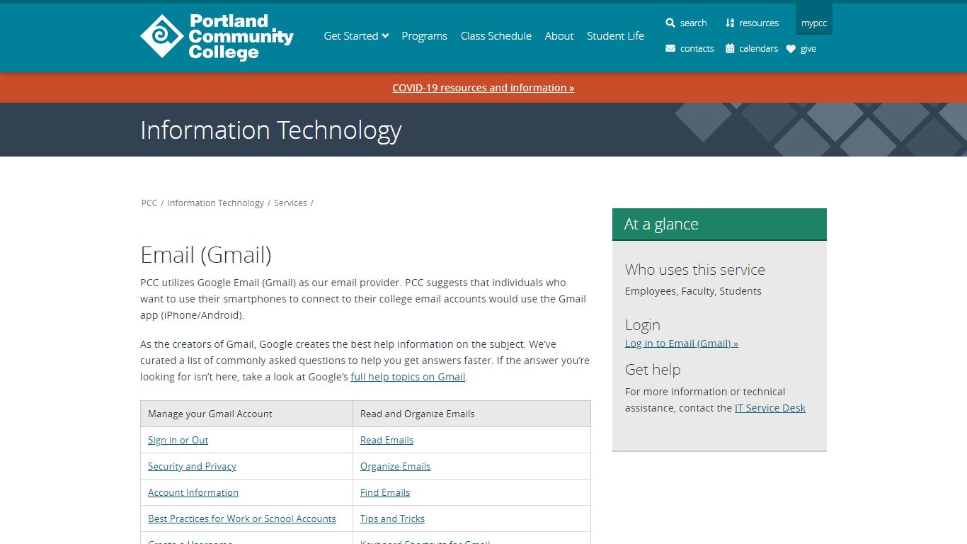 Email (Gmail) | Information Technology at PCC